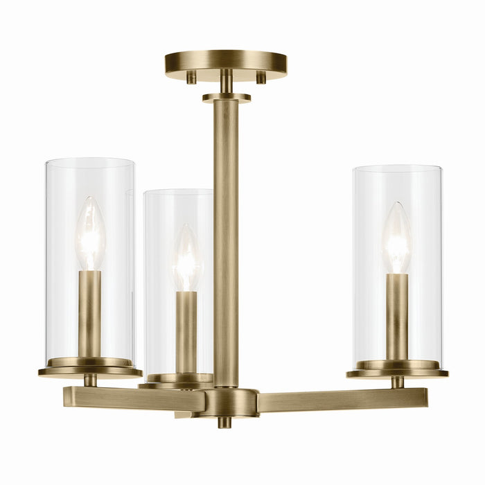 Myhouse Lighting Kichler - 43997NBR - Three Light Convertible Semi Flush - Crosby - Natural Brass