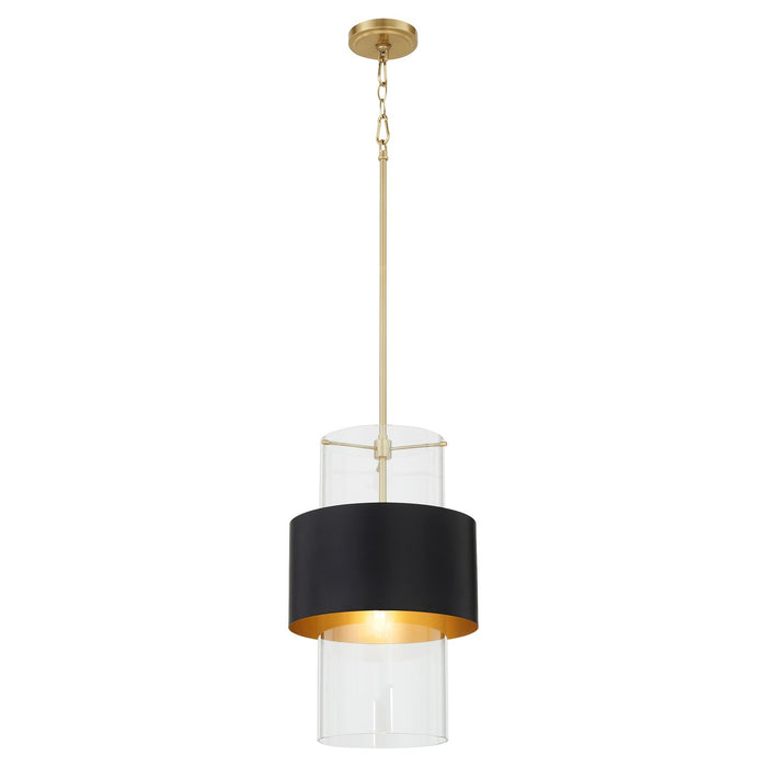 Myhouse Lighting Quorum - 8013-5980 - One Light Pendant - Matte Black/Aged Brass