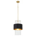 Myhouse Lighting Quorum - 8013-5980 - One Light Pendant - Matte Black/Aged Brass