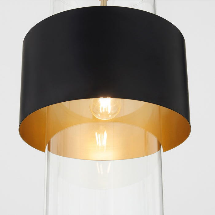 Myhouse Lighting Quorum - 8013-5980 - One Light Pendant - Matte Black/Aged Brass