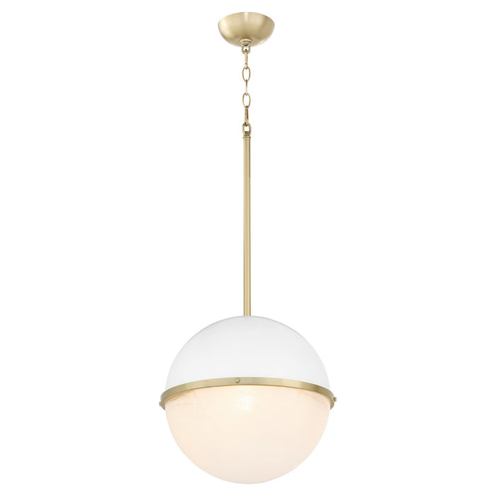 Myhouse Lighting Quorum - 82-14-0880 - One Light Pendant - Studio White w/ Aged Brass