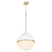 Myhouse Lighting Quorum - 82-14-0880 - One Light Pendant - Studio White w/ Aged Brass