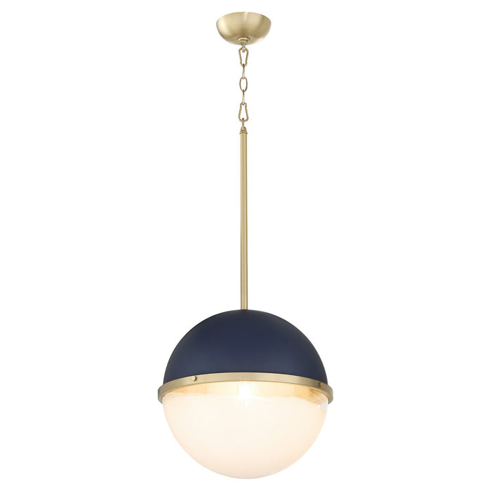 Myhouse Lighting Quorum - 82-14-3280 - One Light Pendant - Blue w/ Aged Brass