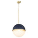 Myhouse Lighting Quorum - 82-14-3280 - One Light Pendant - Blue w/ Aged Brass