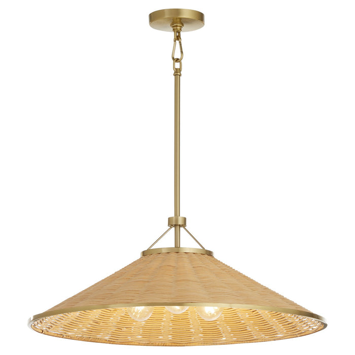 Myhouse Lighting Quorum - 830-3-80 - Three Light Pendant - Cona - Aged Brass