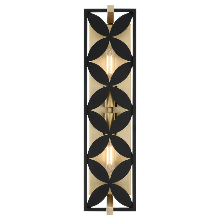 Myhouse Lighting Quorum - 583-2-5980 - Two Light Vanity - Mariposa - Matte Black w/Aged Brass