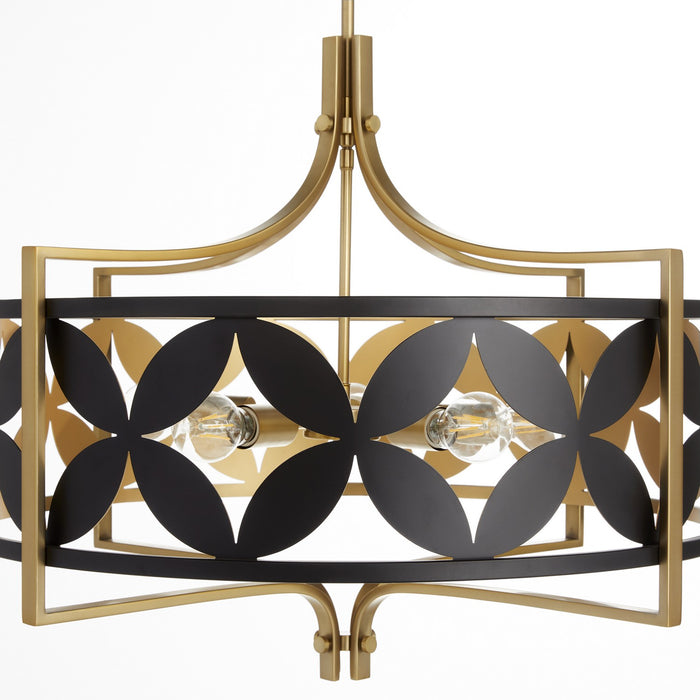 Myhouse Lighting Quorum - 883-5-5980 - Five Light Pendant - Mariposa - Matte Black w/Aged Brass