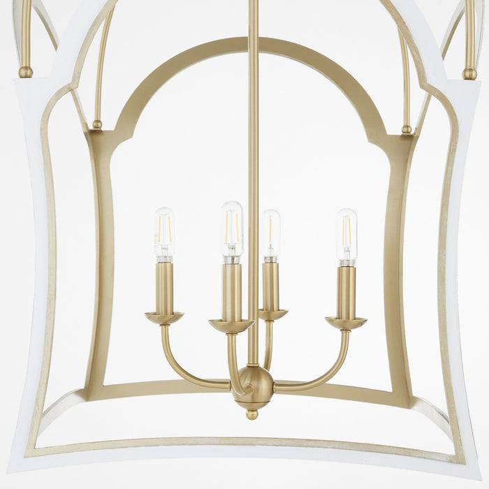 Myhouse Lighting Quorum - 8217-4-0880 - Four Light Lantern - Tiffany - Studio White w/ Aged Brass