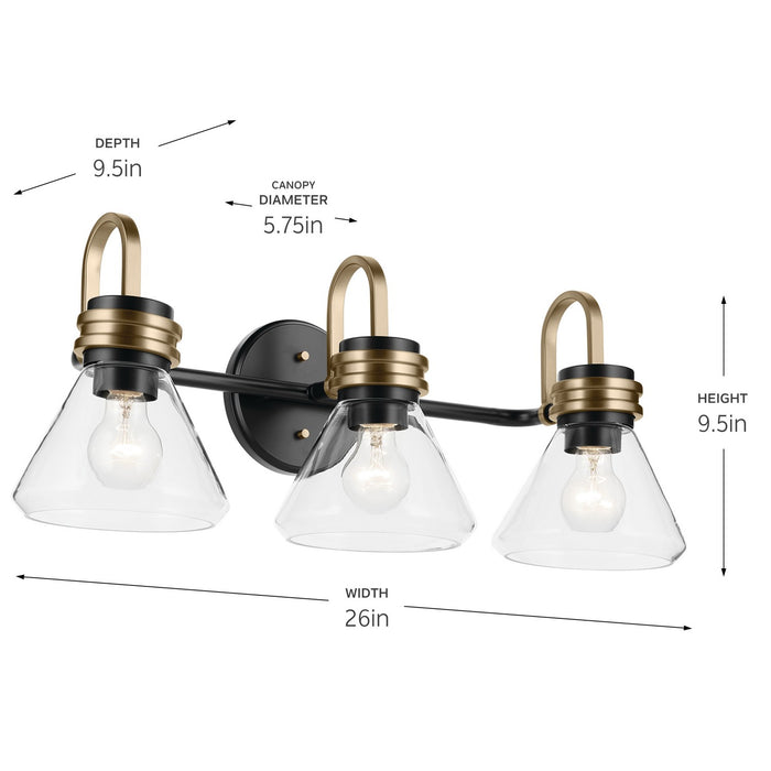 Myhouse Lighting Kichler - 55155BKCLR - Three Light Bath - Farum - Black