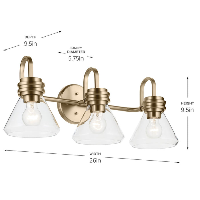 Myhouse Lighting Kichler - 55155CPZCLR - Three Light Bath - Farum - Champagne Bronze