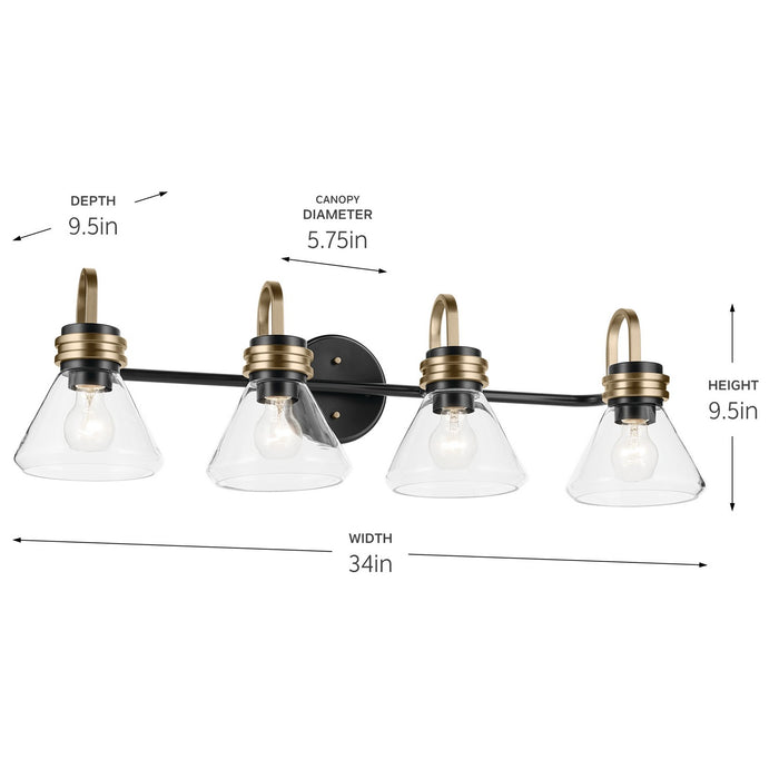 Myhouse Lighting Kichler - 55156BKCLR - Four Light Bath - Farum - Black