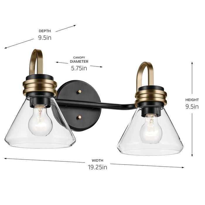 Myhouse Lighting Kichler - 55154BKCLR - Two Light Bath - Farum - Black