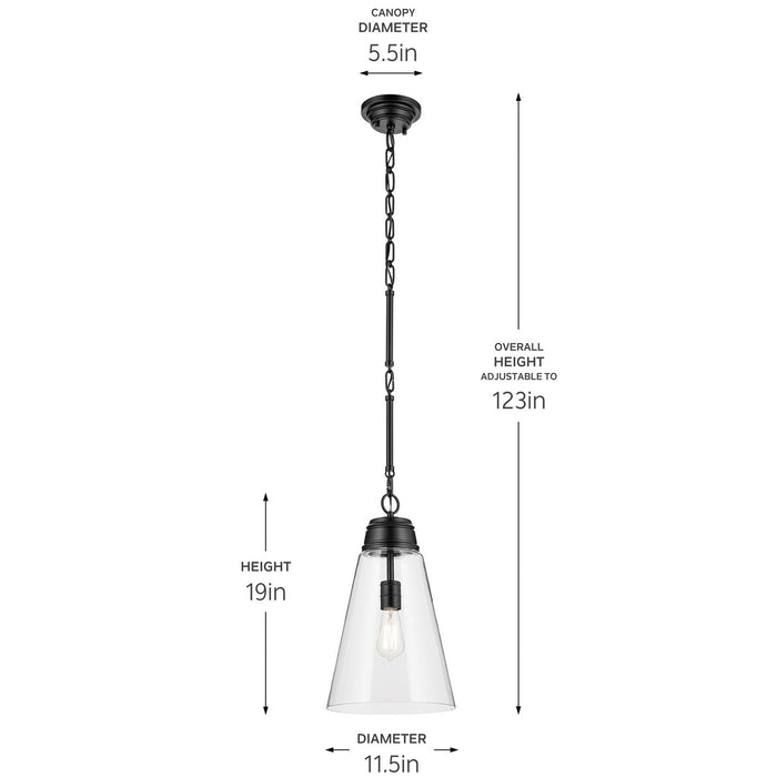 Myhouse Lighting Kichler - 52661BKCLR - One Light Pendant - Marsailli - Black