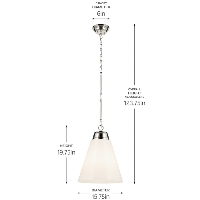 Myhouse Lighting Kichler - 52662PN - One Light Pendant - Marsailli - Polished Nickel