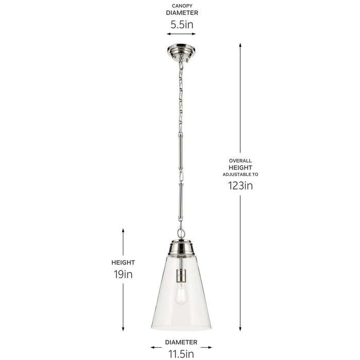 Myhouse Lighting Kichler - 52661PNCLR - One Light Pendant - Marsailli - Polished Nickel