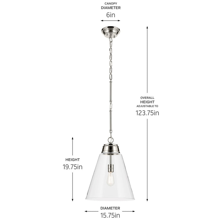 Myhouse Lighting Kichler - 52662PNCLR - One Light Pendant - Marsailli - Polished Nickel