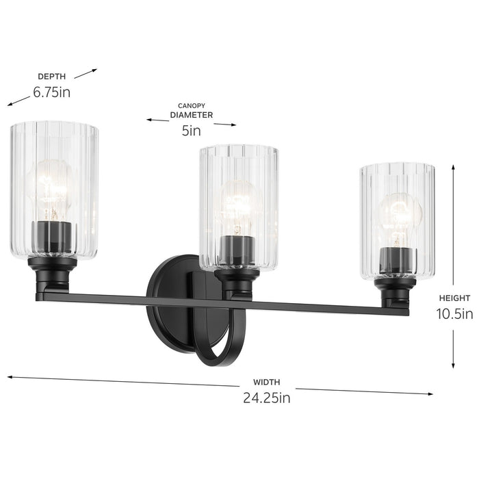 Myhouse Lighting Kichler - 55226BKFLU - Three Light Bath - Gioe - Black