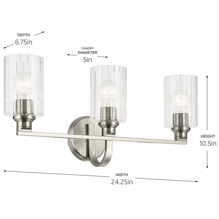 Myhouse Lighting Kichler - 55226NIFLU - Three Light Bath - Gioe - Brushed Nickel