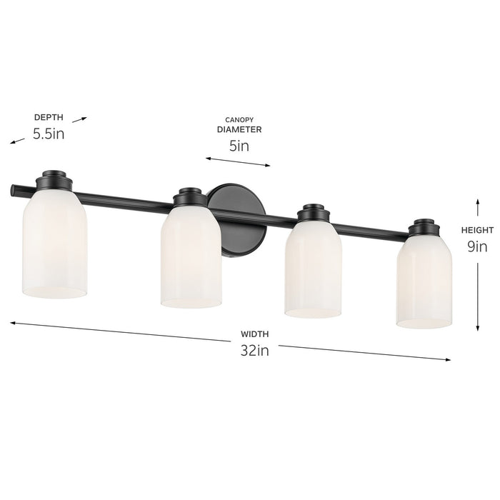 Myhouse Lighting Kichler - 55203BK - Four Light Bath - Shae - Black