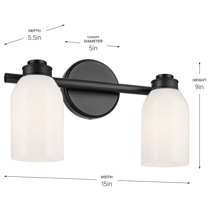Myhouse Lighting Kichler - 55201BK - Two Light Bath - Shae - Black