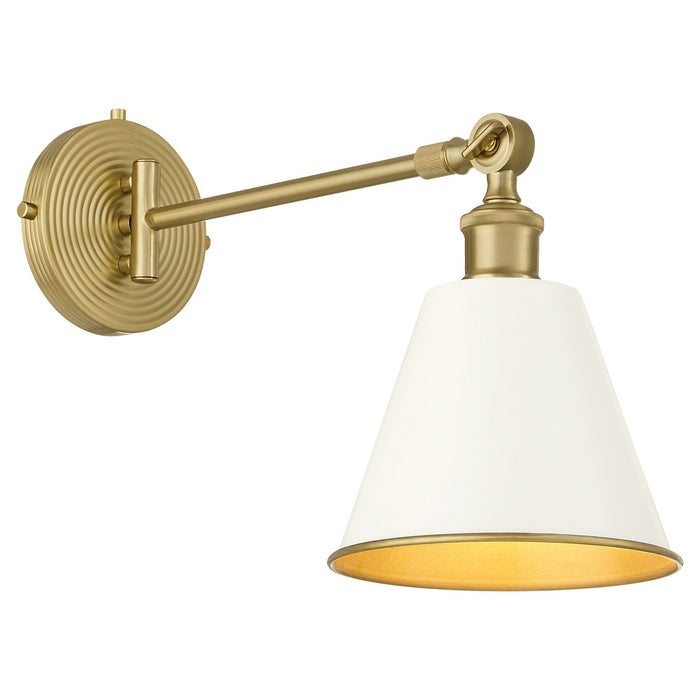 Myhouse Lighting Quorum - 5320-1-0880 - One Light Wall Mount - Bailey - Studio White w/ Aged Brass
