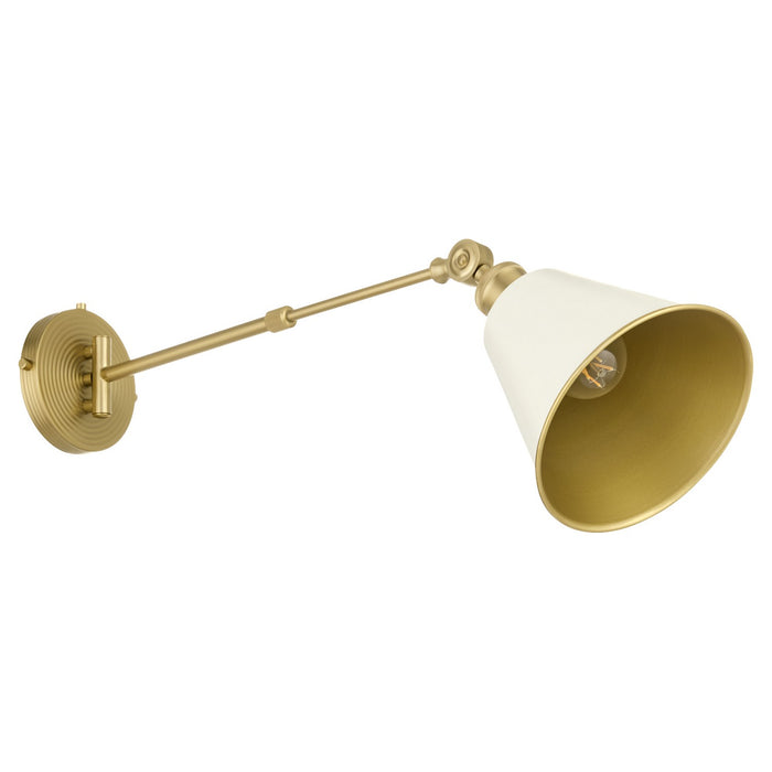 Myhouse Lighting Quorum - 5320-1-0880 - One Light Wall Mount - Bailey - Studio White w/ Aged Brass