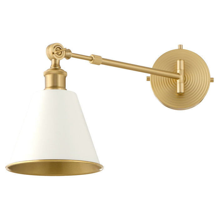 Myhouse Lighting Quorum - 5320-1-0880 - One Light Wall Mount - Bailey - Studio White w/ Aged Brass