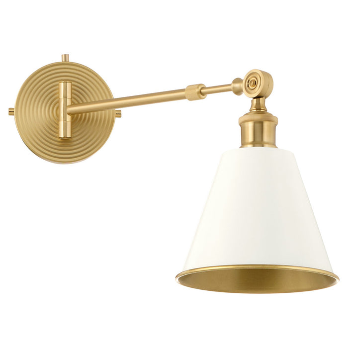 Myhouse Lighting Quorum - 5320-1-0880 - One Light Wall Mount - Bailey - Studio White w/ Aged Brass