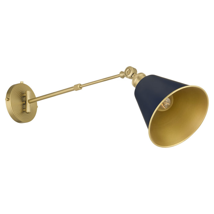Myhouse Lighting Quorum - 5320-1-3280 - One Light Wall Mount - Bailey - Blue w/ Aged Brass