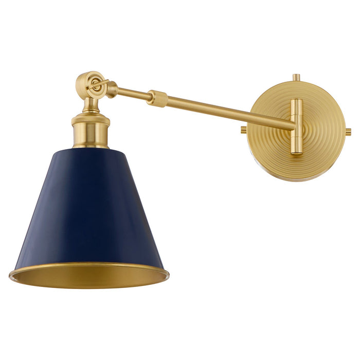 Myhouse Lighting Quorum - 5320-1-3280 - One Light Wall Mount - Bailey - Blue w/ Aged Brass