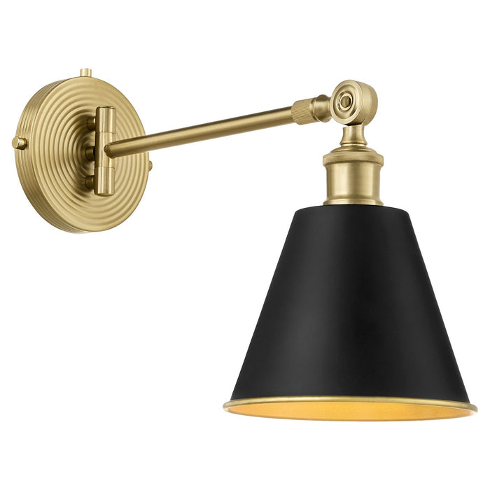 Myhouse Lighting Quorum - 5320-1-5980 - One Light Wall Mount - Bailey - Matte Black w/ Aged Brass