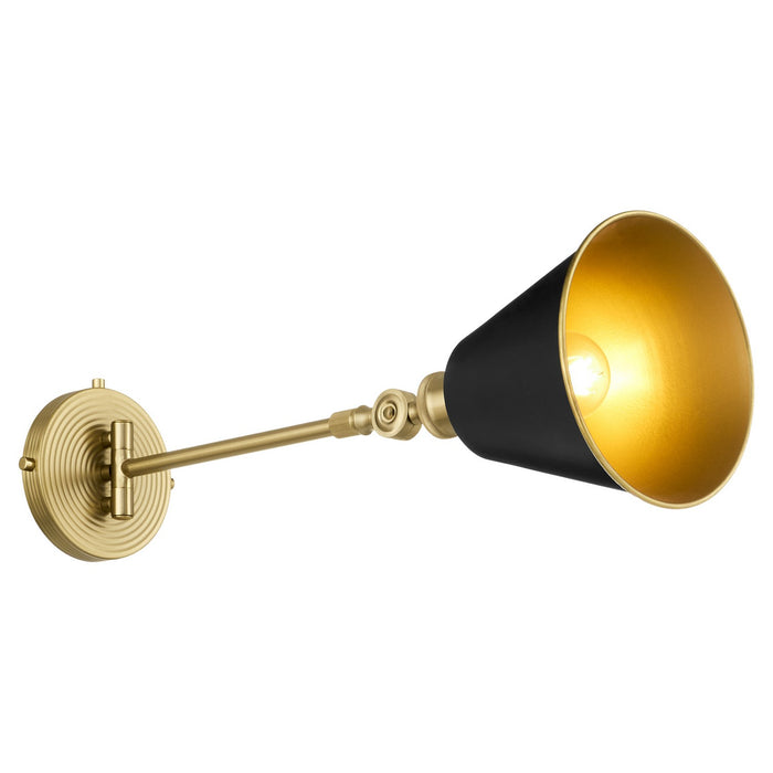 Myhouse Lighting Quorum - 5320-1-5980 - One Light Wall Mount - Bailey - Matte Black w/ Aged Brass
