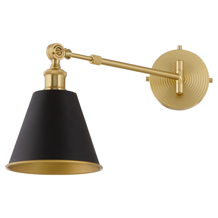 Myhouse Lighting Quorum - 5320-1-5980 - One Light Wall Mount - Bailey - Matte Black w/ Aged Brass