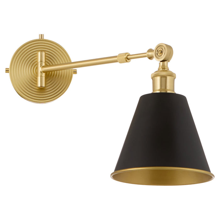 Myhouse Lighting Quorum - 5320-1-5980 - One Light Wall Mount - Bailey - Matte Black w/ Aged Brass