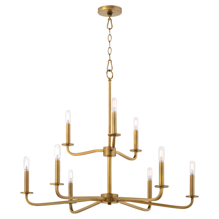 Myhouse Lighting Quorum - 6307-9-47 - Nine Light Chandelier - Rutherford - Brushed Brass