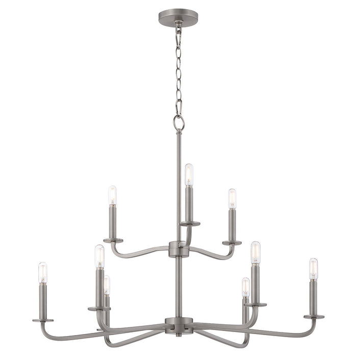 Myhouse Lighting Quorum - 6307-9-65 - Nine Light Chandelier - Rutherford - Satin Nickel