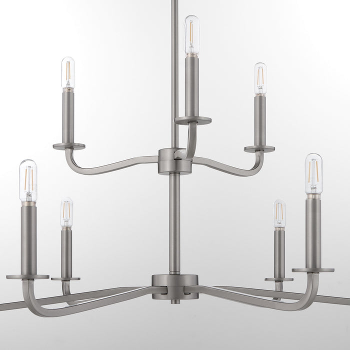 Myhouse Lighting Quorum - 6307-9-65 - Nine Light Chandelier - Rutherford - Satin Nickel