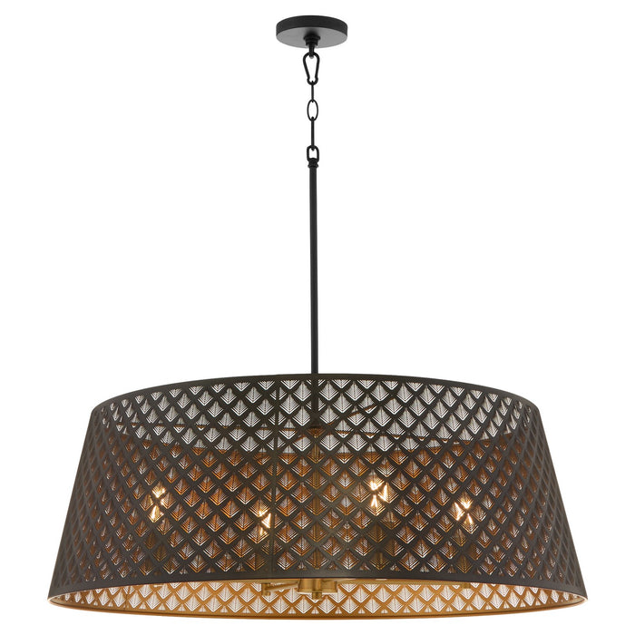 Myhouse Lighting Quorum - 8217-4-5980 - Four Light Pendant - Benedict - Matte Black / Aged Brass