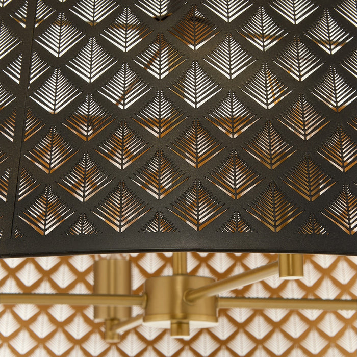 Myhouse Lighting Quorum - 8217-4-5980 - Four Light Pendant - Benedict - Matte Black / Aged Brass