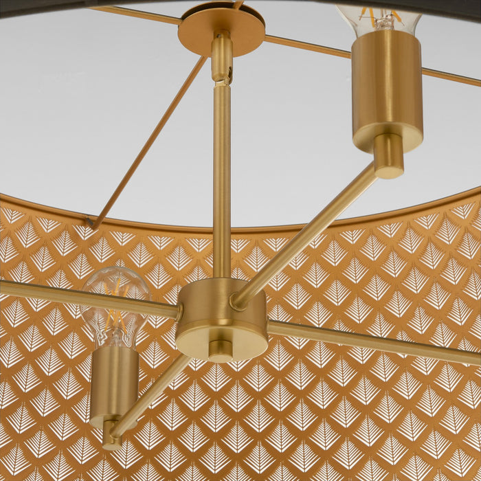 Myhouse Lighting Quorum - 8217-4-5980 - Four Light Pendant - Benedict - Matte Black / Aged Brass