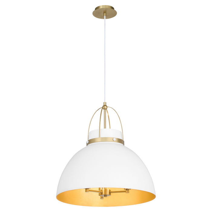 Myhouse Lighting Quorum - 823-3-0880 - Three Light Pendant - Pruitt - Studio White/ Aged Brass