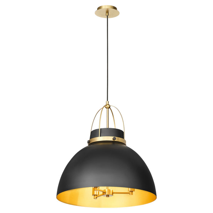 Myhouse Lighting Quorum - 823-3-5980 - Three Light Pendant - Pruitt - Matte Black/Aged Brass