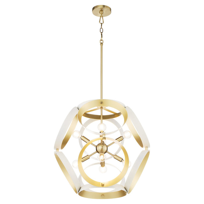 Myhouse Lighting Quorum - 865-8-0880 - Eight Light Pendant - Domain - Studio White w/ Aged Brass