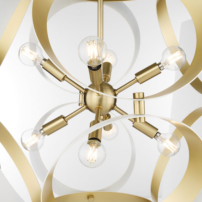 Myhouse Lighting Quorum - 865-8-0880 - Eight Light Pendant - Domain - Studio White w/ Aged Brass