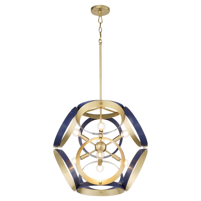 Myhouse Lighting Quorum - 865-8-3280 - Eight Light Pendant - Domain - Blue w/ Aged Brass