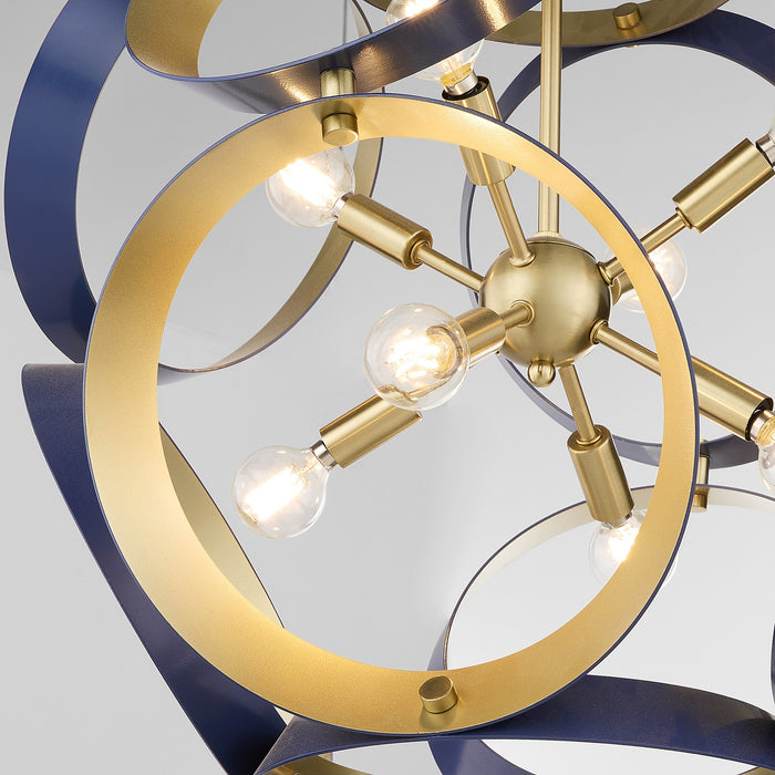 Myhouse Lighting Quorum - 865-8-3280 - Eight Light Pendant - Domain - Blue w/ Aged Brass