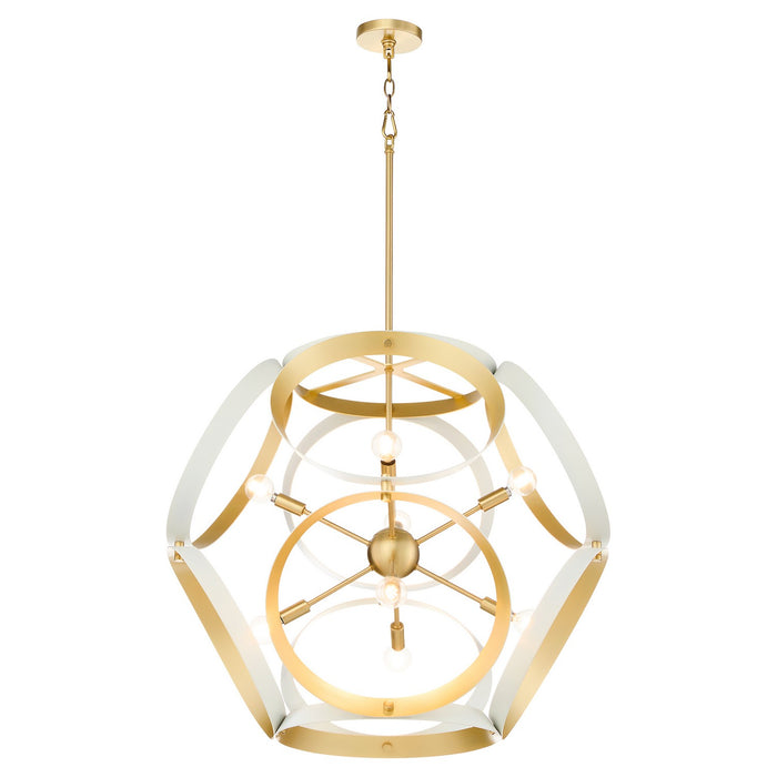 Myhouse Lighting Quorum - 866-8-0880 - Eight Light Pendant - Domain - Studio White w/ Aged Brass