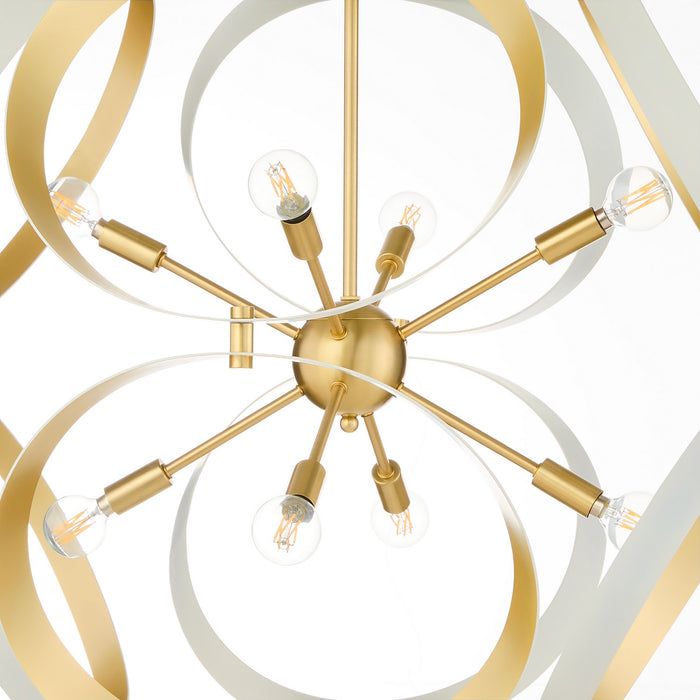 Myhouse Lighting Quorum - 866-8-0880 - Eight Light Pendant - Domain - Studio White w/ Aged Brass
