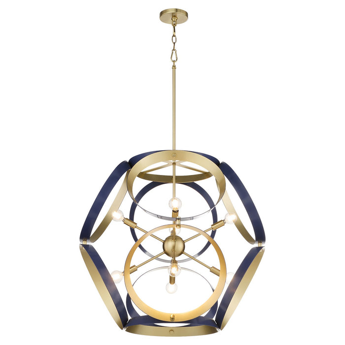 Myhouse Lighting Quorum - 866-8-3280 - Eight Light Pendant - Domain - Blue w/ Aged Brass