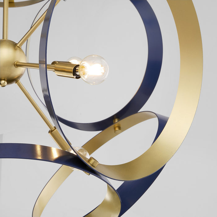 Myhouse Lighting Quorum - 866-8-3280 - Eight Light Pendant - Domain - Blue w/ Aged Brass